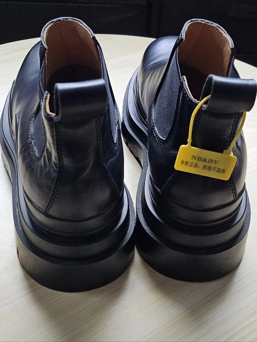 NB&BV Black Chunky Platform Chelsea Boots EU 45 US Men's 12 Pull On Lug Sole.